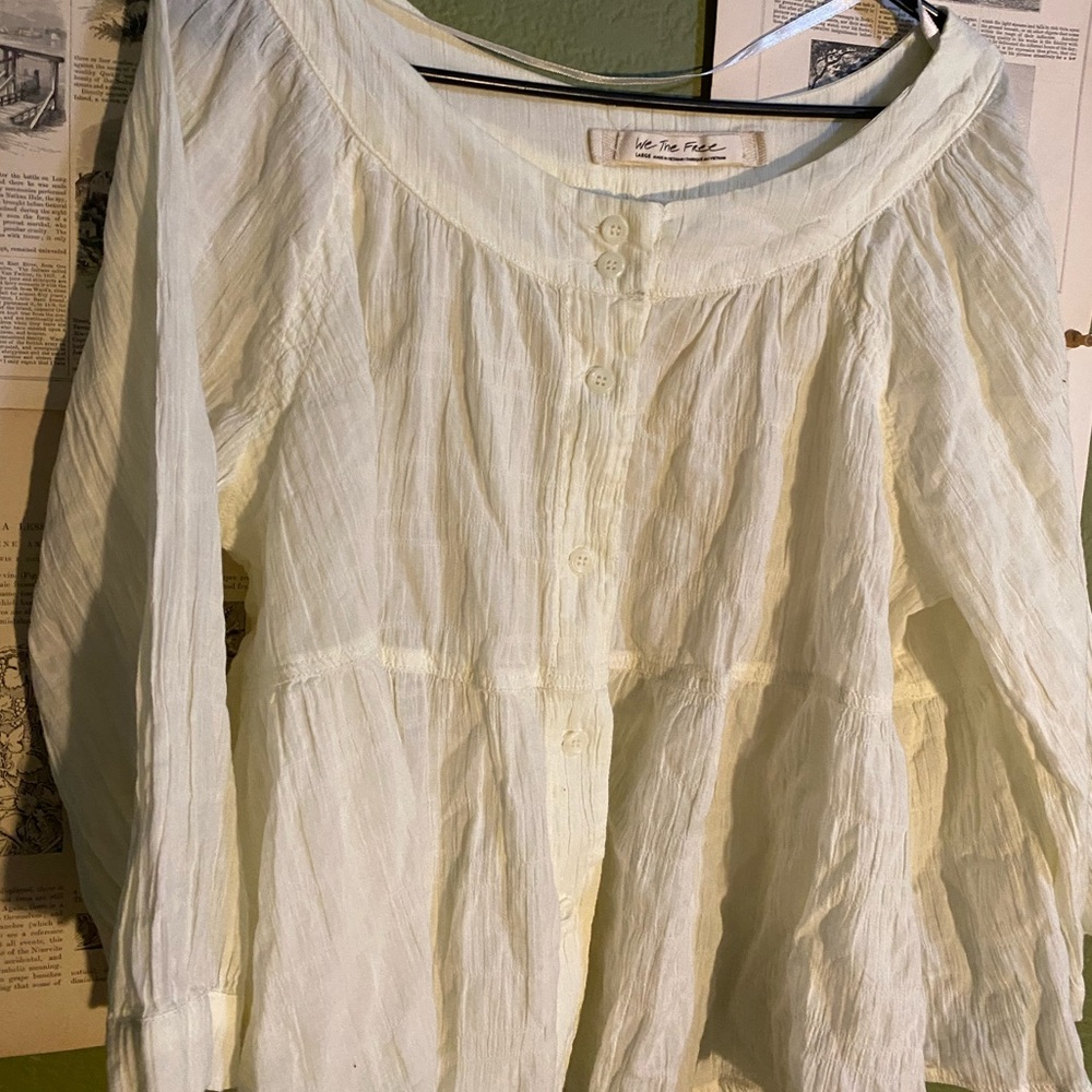 We The Free Cream Colored Button Blouse